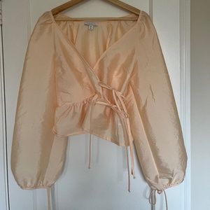 TOPSHOP Puffy Sleeve Blouse - Peach